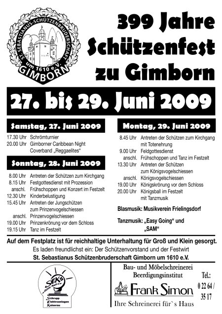 Programm Sch&uuml;tzenfest 2009